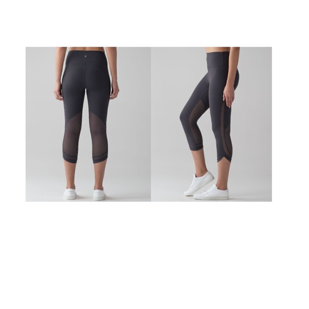 Lululemon Revitalize Athletic Activewear Sport Mesh Legging Crop (21") Blue Tied
